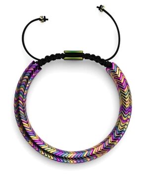 NOGU Serpentine Rainbow Hematite x Unicorn Silver Double Wave Bracelet